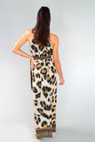 Luxury Silk Crepe - Halter Neck Dress - Leopard Afrique