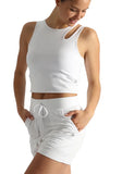 Maya Track Shorts - Relaxed and Feminine - White