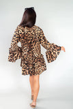 Luxury Silk Crepe - Tiered Smock Dress - Dark Leopard