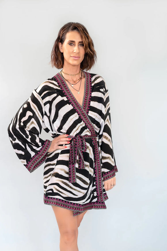 Luxury Silk Crepe - Cheeky Zebra Kimono