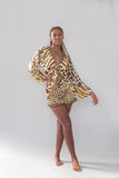 Luxury Silk Crepe -Serengeti Golden Leopard  Tie Top