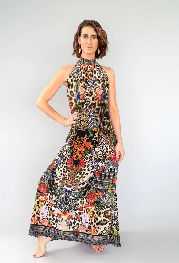 Luxury Silk Crepe - Halter Neck Dress - Floral
