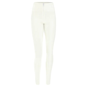 Freddy - WR.UP Skinny Push Up Jersey Drill Trousers with Super High Waist - White Swizzle