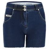 Freddy - WR.UP Regular Waist Fringed Push Up Shuttle-Woven Eco-Friendly Denim Shorts Dark Jeans -Yellow Seams