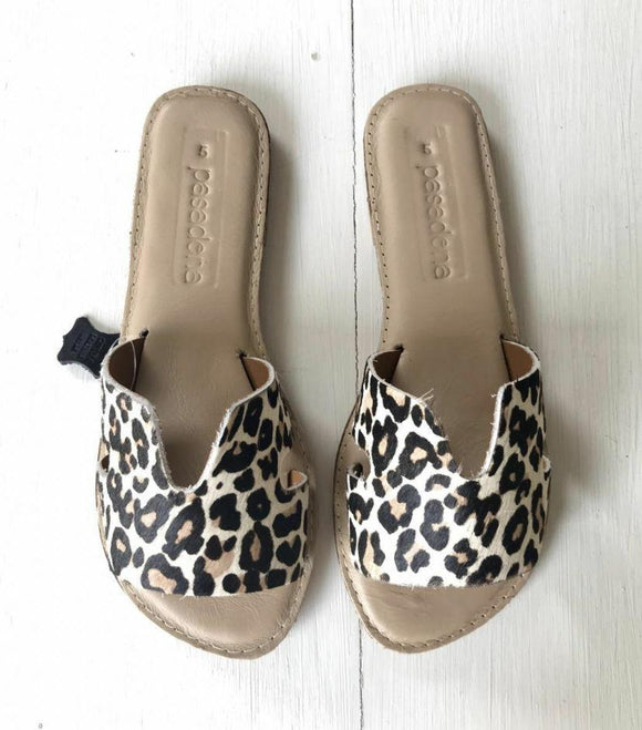 Leopard Print Slides - Sandals leather - size 3