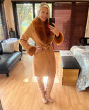 Selina Faux Fur Coat - Tan