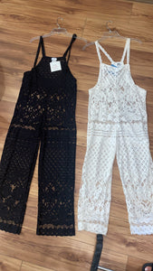 Lace Dungaree - Black