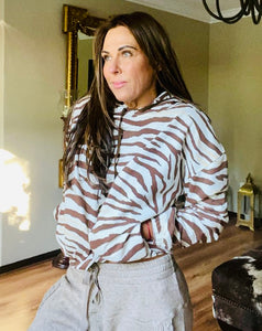 Boutique Collection - Brown Zebra Fleece Hoodie